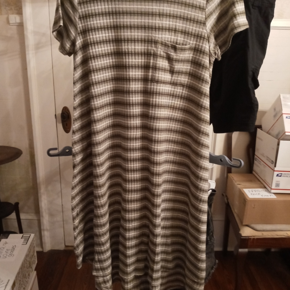 LuLaRoe dress, short sleeve, green stripe, size Large